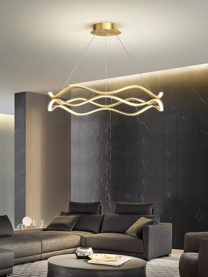 Modern Gold Wave LED Linear Pendant Light