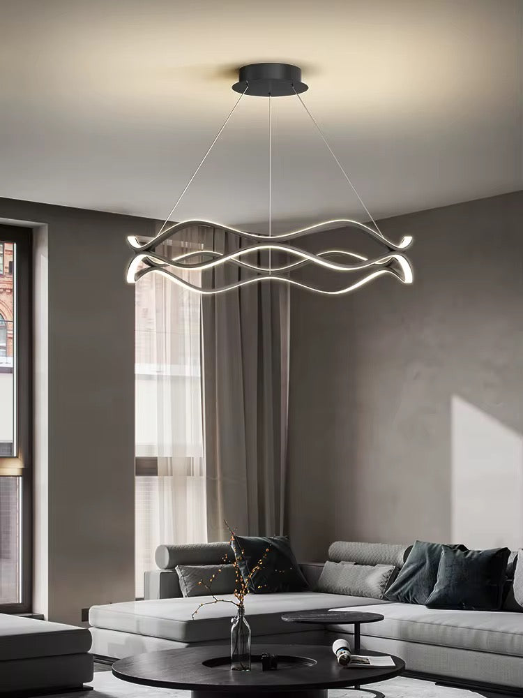Modern Gold Wave LED Linear Pendant Light