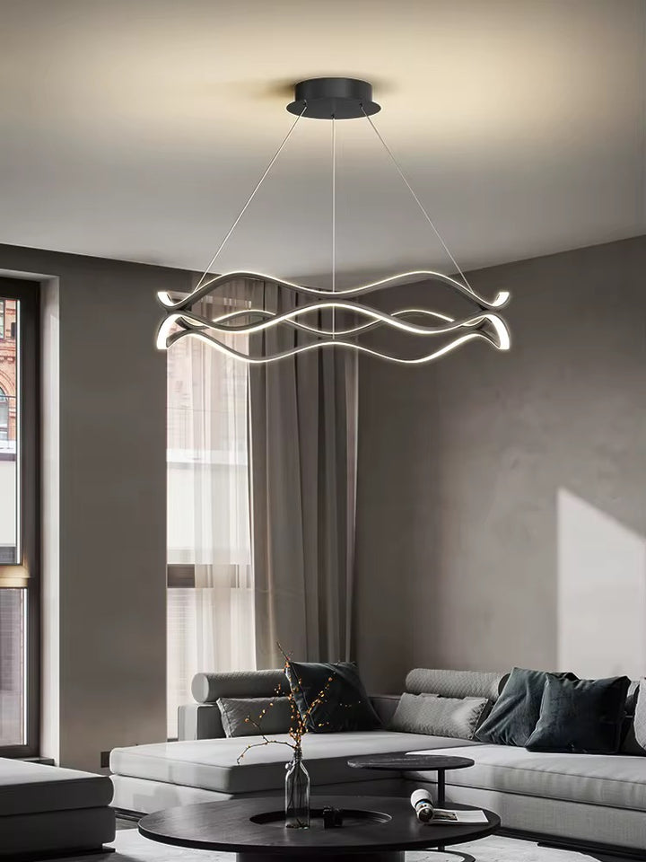 Modern Gold Wave LED Linear Pendant Light