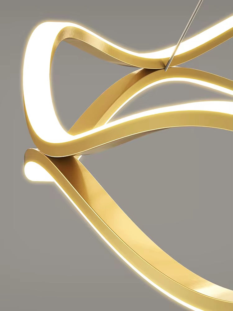 Modern Gold Wave LED Linear Pendant Light