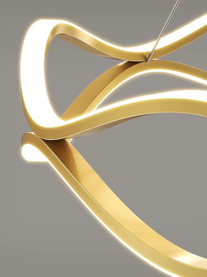 Modern Gold Wave LED Linear Pendant Light