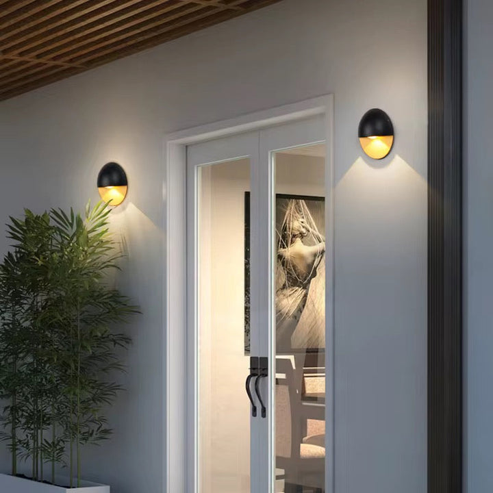 Outdoor Black & Gold Wall Light