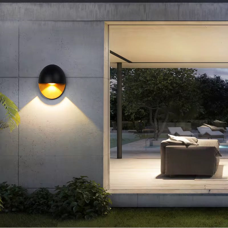 Outdoor Black & Gold Wall Light