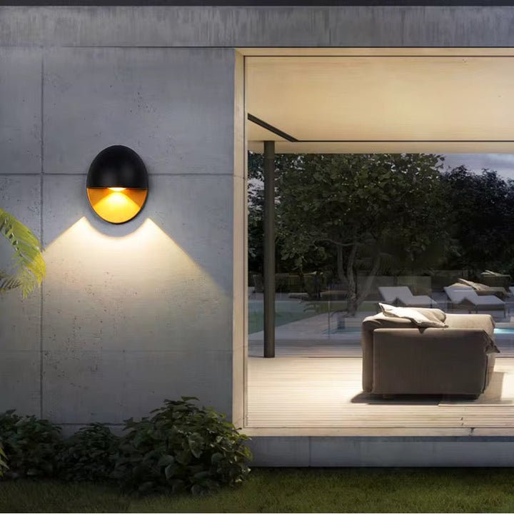 Outdoor Black & Gold Wall Light