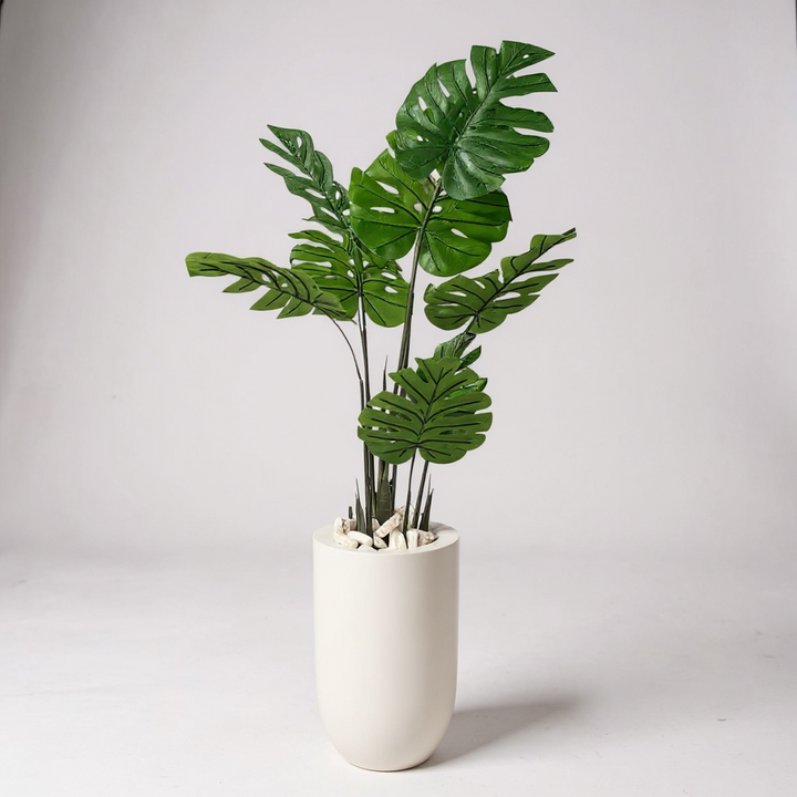 Artificial Monstera Plant in Fiberglass Pot