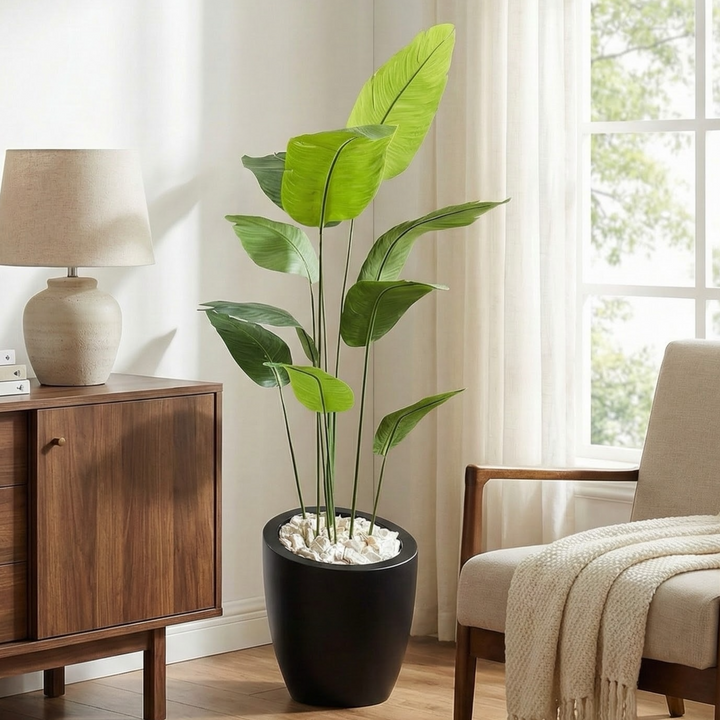 Artificial Bird of Paradise Plant in Fiberglass Pot