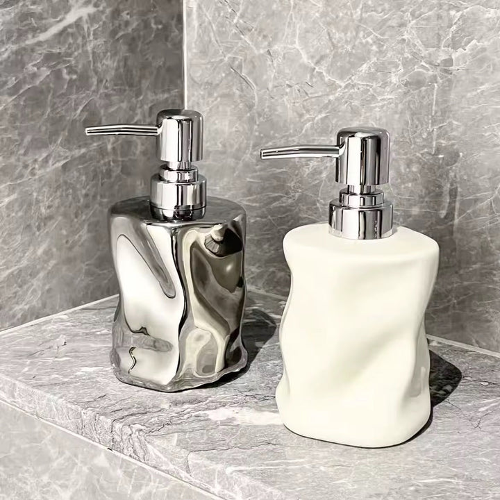 Marble-Style Ceramic Soap Dispenser Set