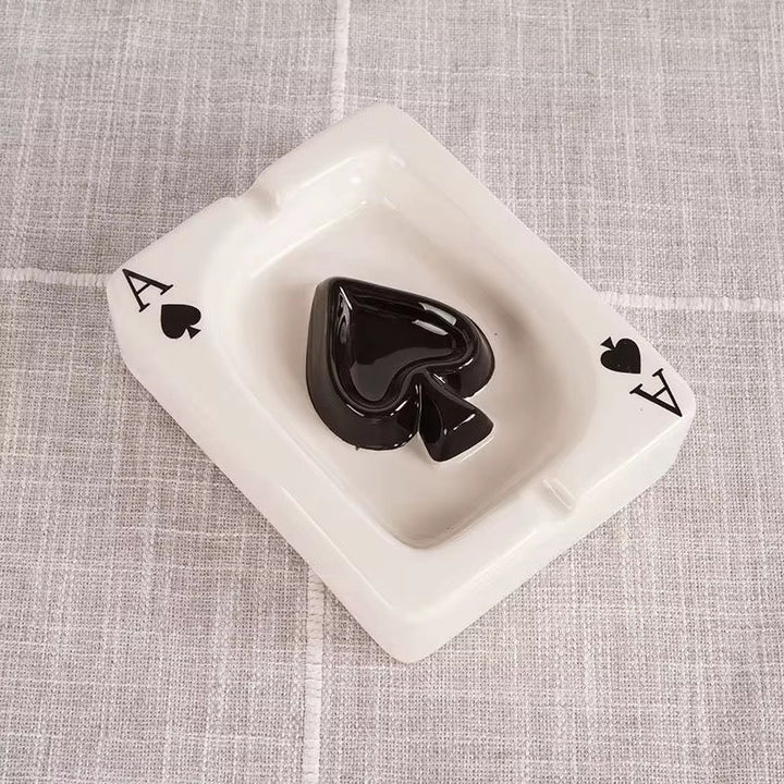 Playing Card Ceramic Ashtray set of 2 (black & red)