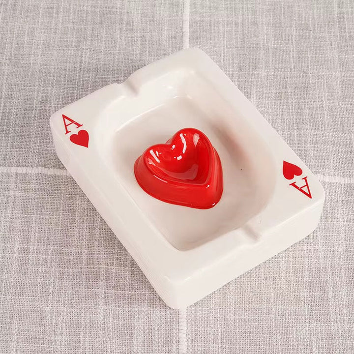 Playing Card Ceramic Ashtray set of 2 (black & red)