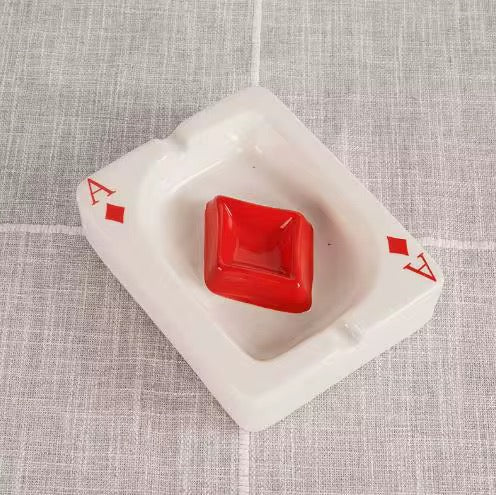 Playing Card Ceramic Ashtray set of 2 (black & red)