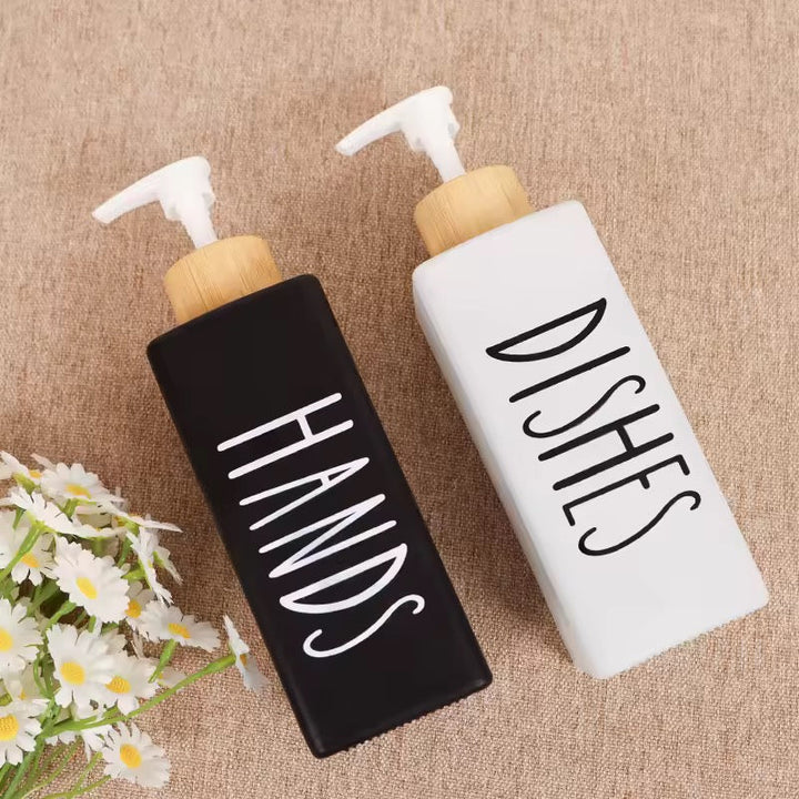 Hands & Dishes Ceramic Soap Dispenser Set