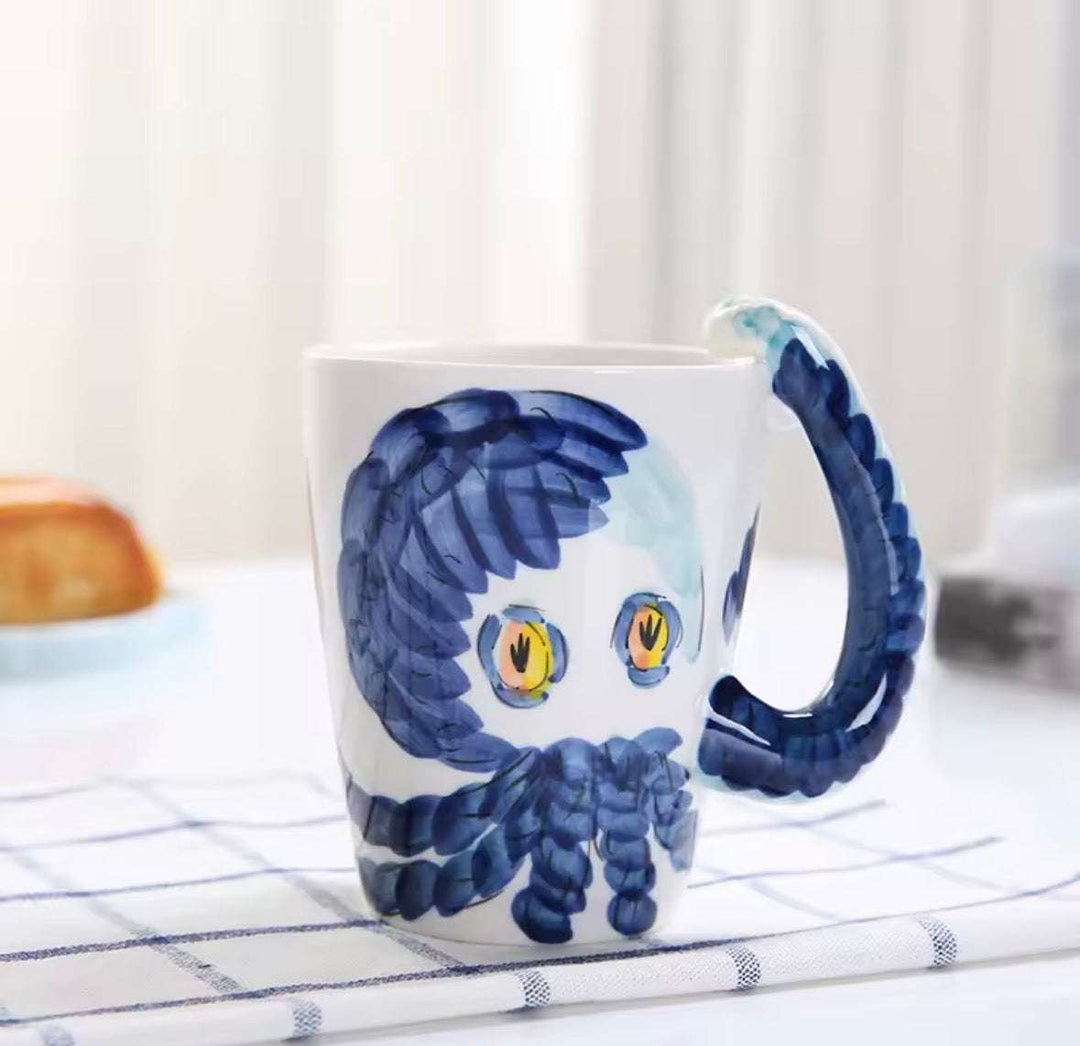 Creative ceramic mug with octopus handle for unique kitchen styling