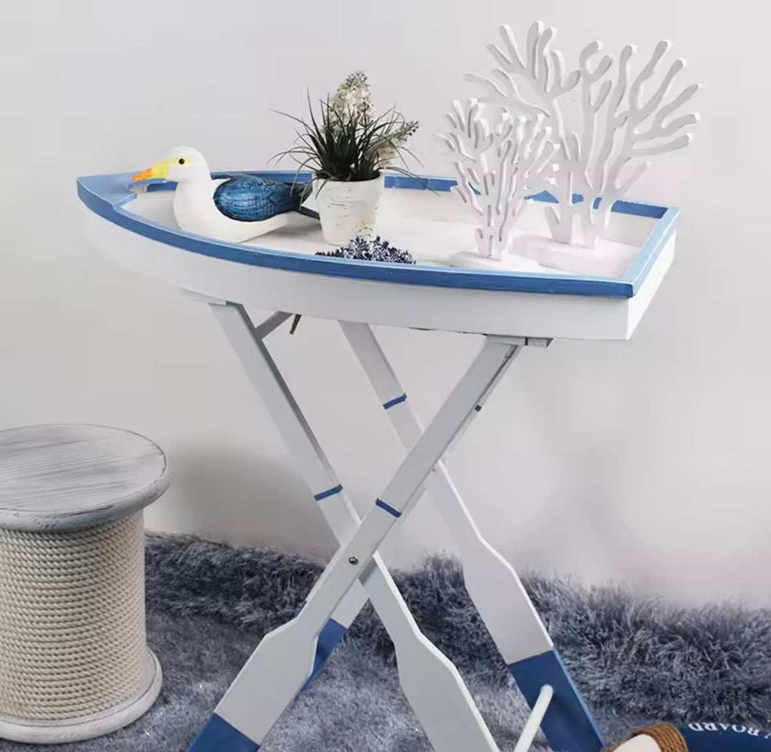 Nautical-inspired boat console table for coastal home decor