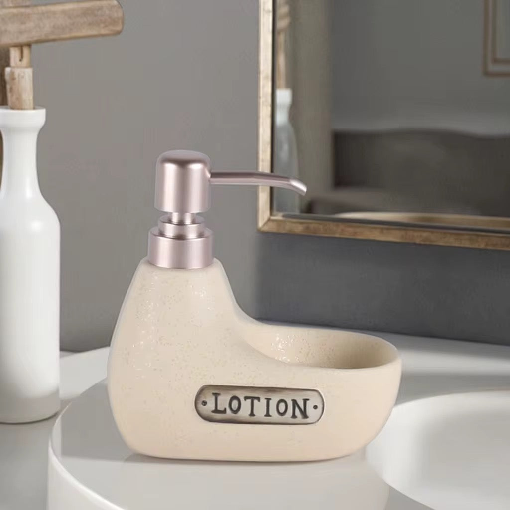 Ceramic Lotion Dispenser with Scrub Brush