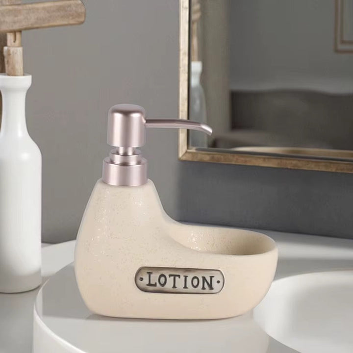 Ceramic Lotion Dispenser with Scrub Brush