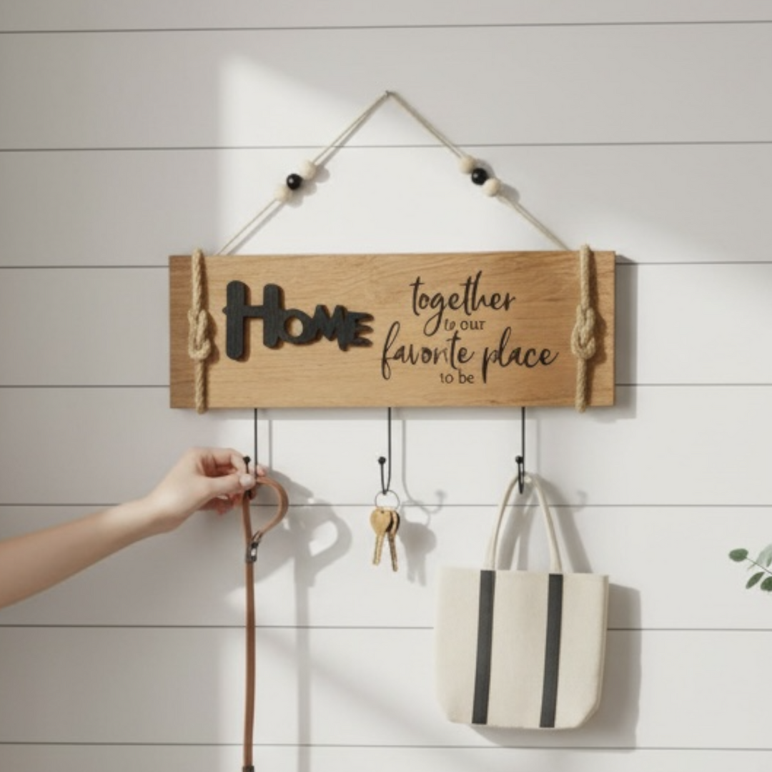 Rustic Wooden Home Key Holder