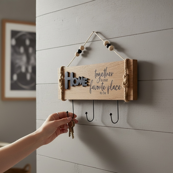 Rustic Wooden Home Key Holder