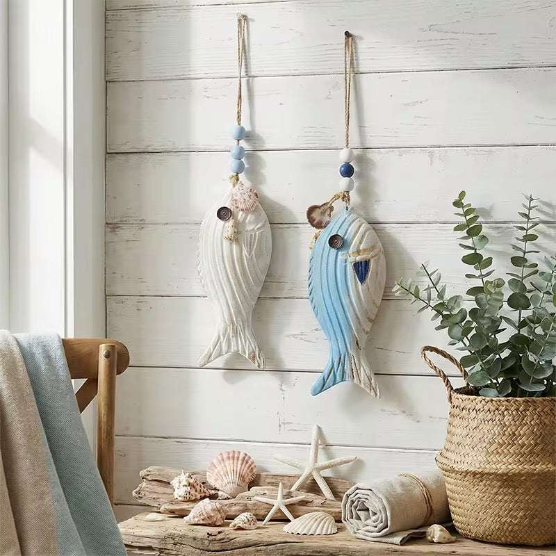 Charming coastal hanging fish decor ornaments for wall display