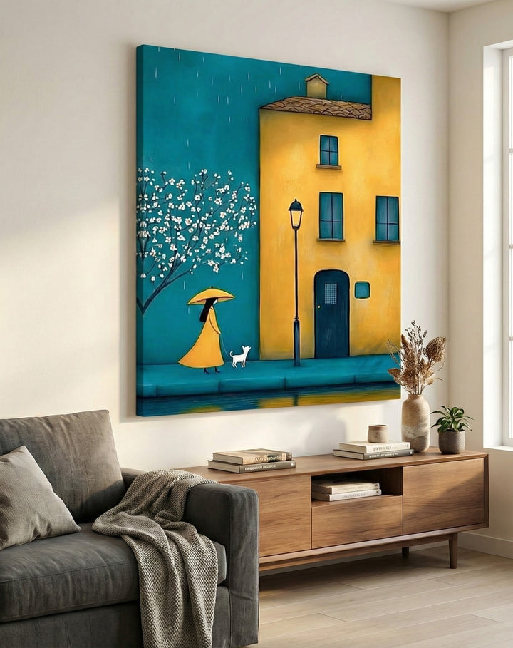 Rainy Street Abstract Canvas Art