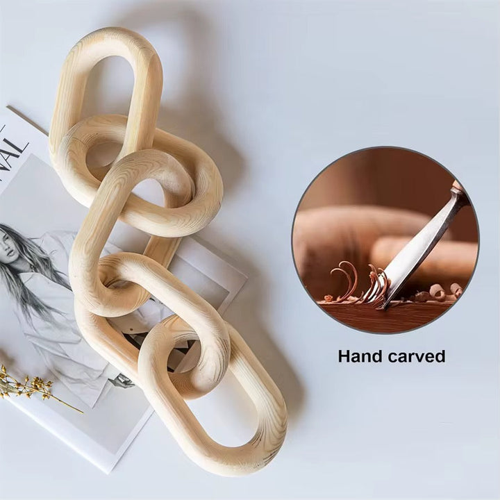 Abstract Matte Black Chain Decor Sculpture