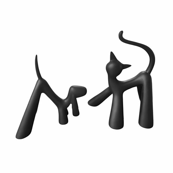 Modern Black Cat & Dog Figurine Set
