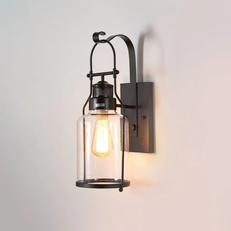 Vintage Industrial Wall Sconce with Glass Shade for Outdoor & more