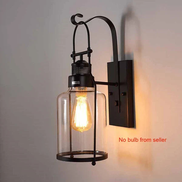 Vintage Industrial Wall Sconce with Glass Shade for Outdoor & more