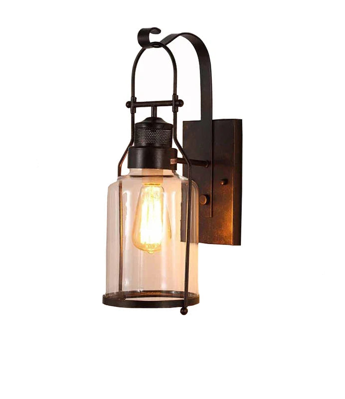 Vintage Industrial Wall Sconce with Glass Shade for Outdoor & more