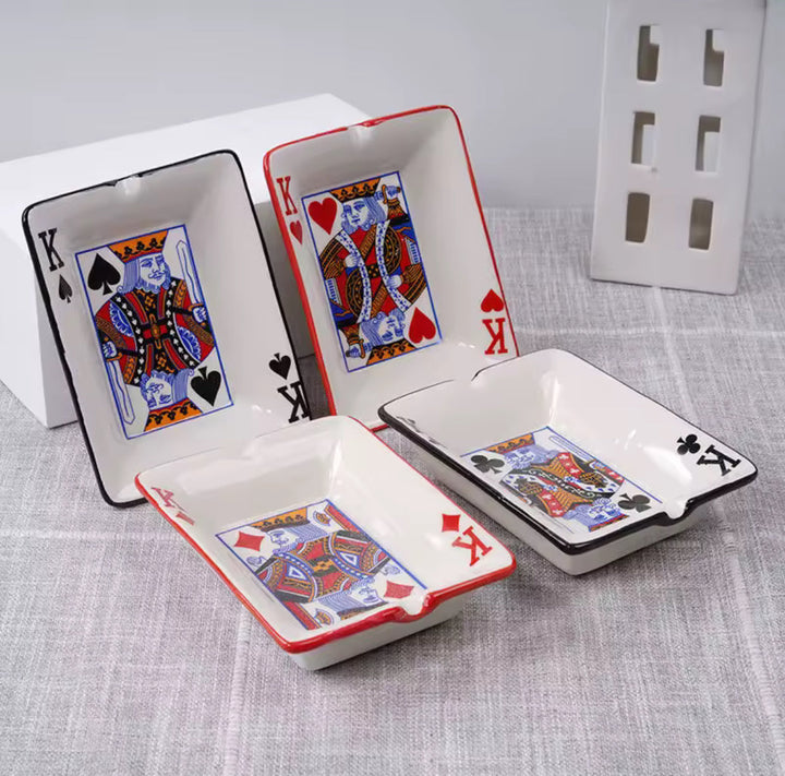Playing Card King Ceramic Ashtray
