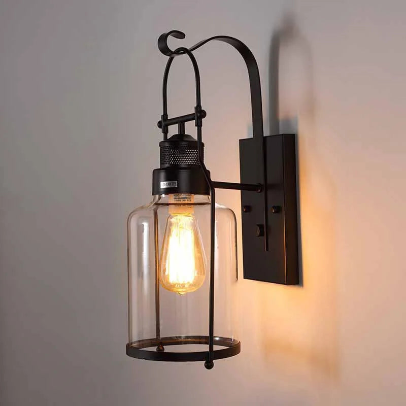 Vintage Industrial Wall Sconce with Glass Shade for Outdoor & more