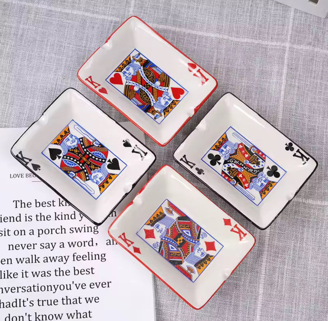 Playing Card King Ceramic Ashtray