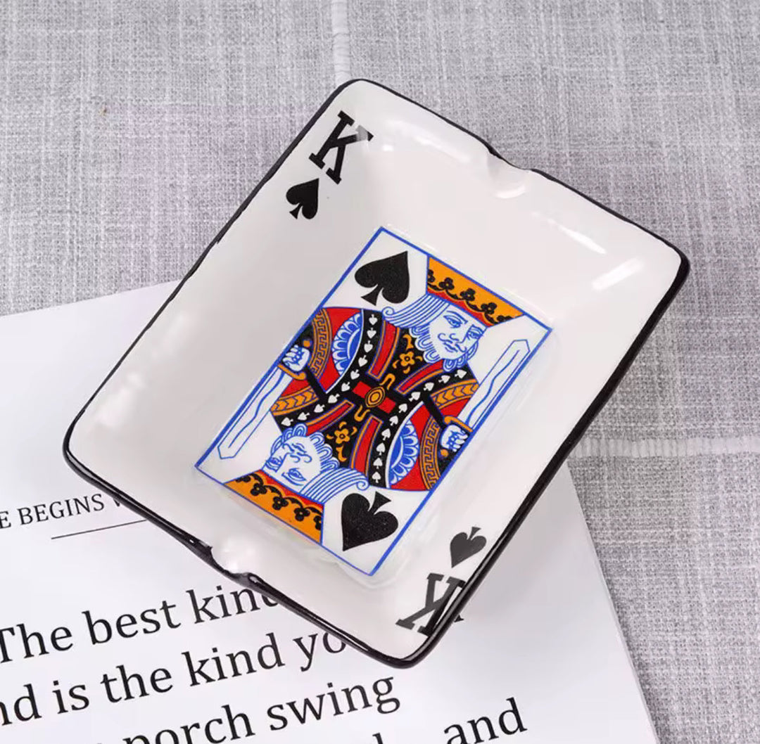 Playing Card King Ceramic Ashtray