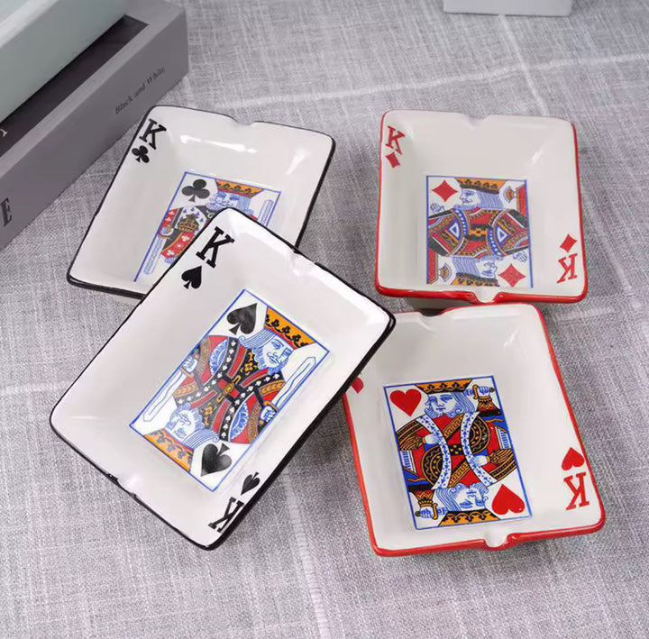 Playing Card King Ceramic Ashtray