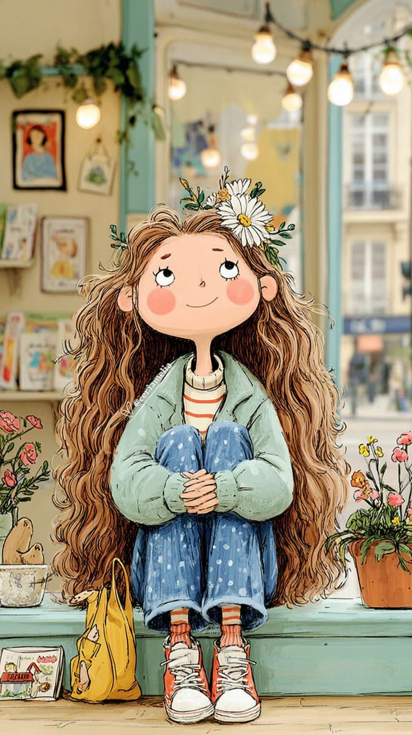 Dreamy Girl Sitting Canvas Art