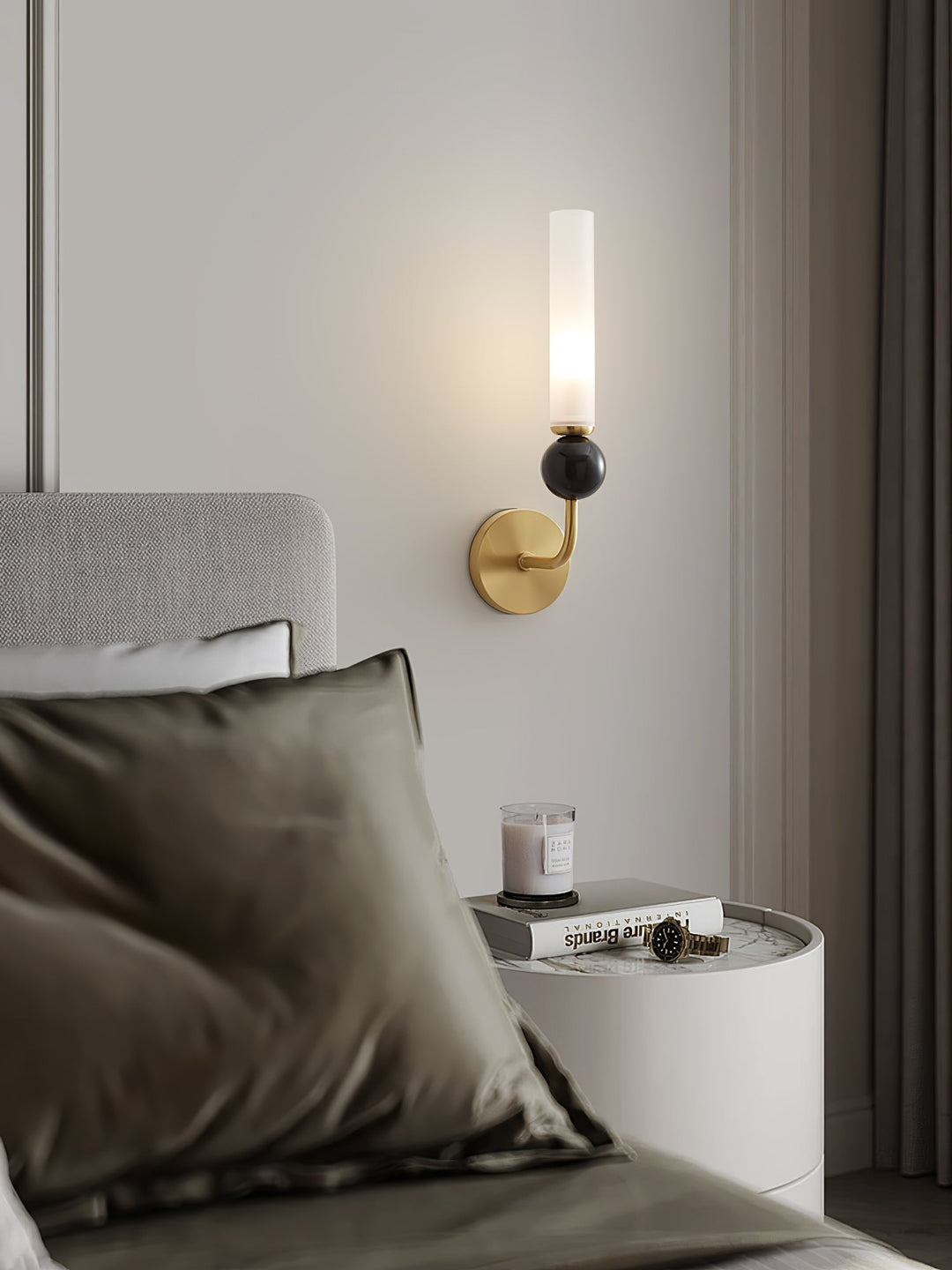 Slim Brass Glass Wall Sconce