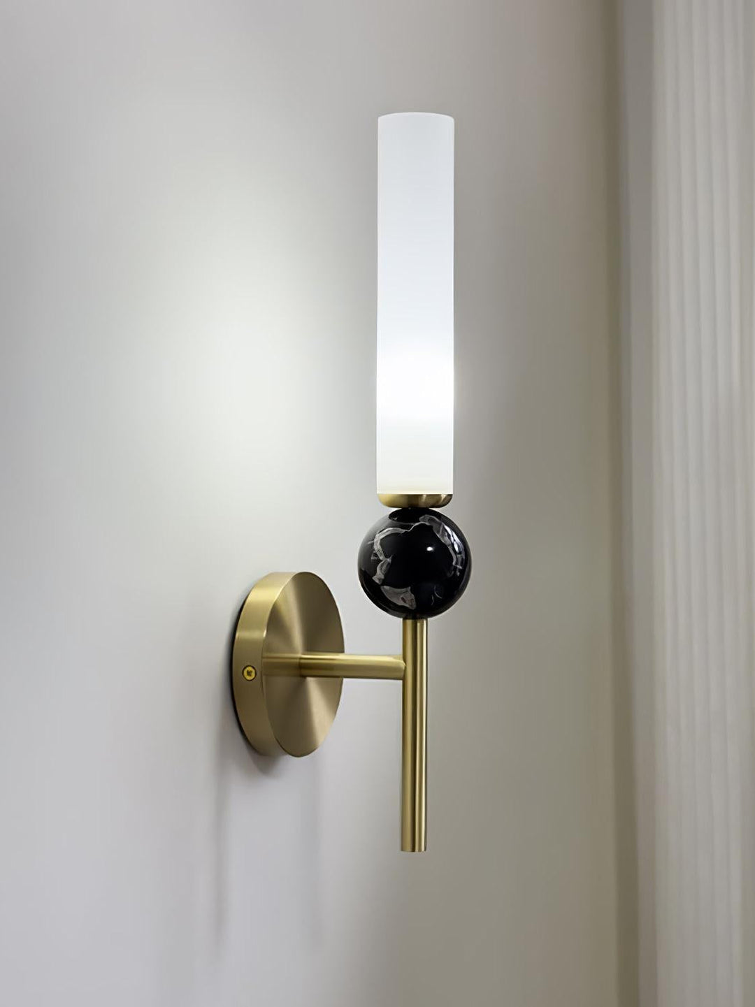 Slim Brass Glass Wall Sconce