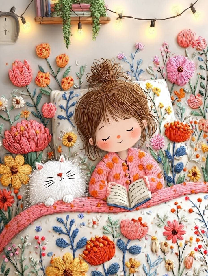 Dreamy Girl Reading Canvas Art