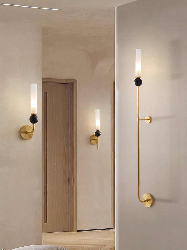 Slim Brass Glass Wall Sconce