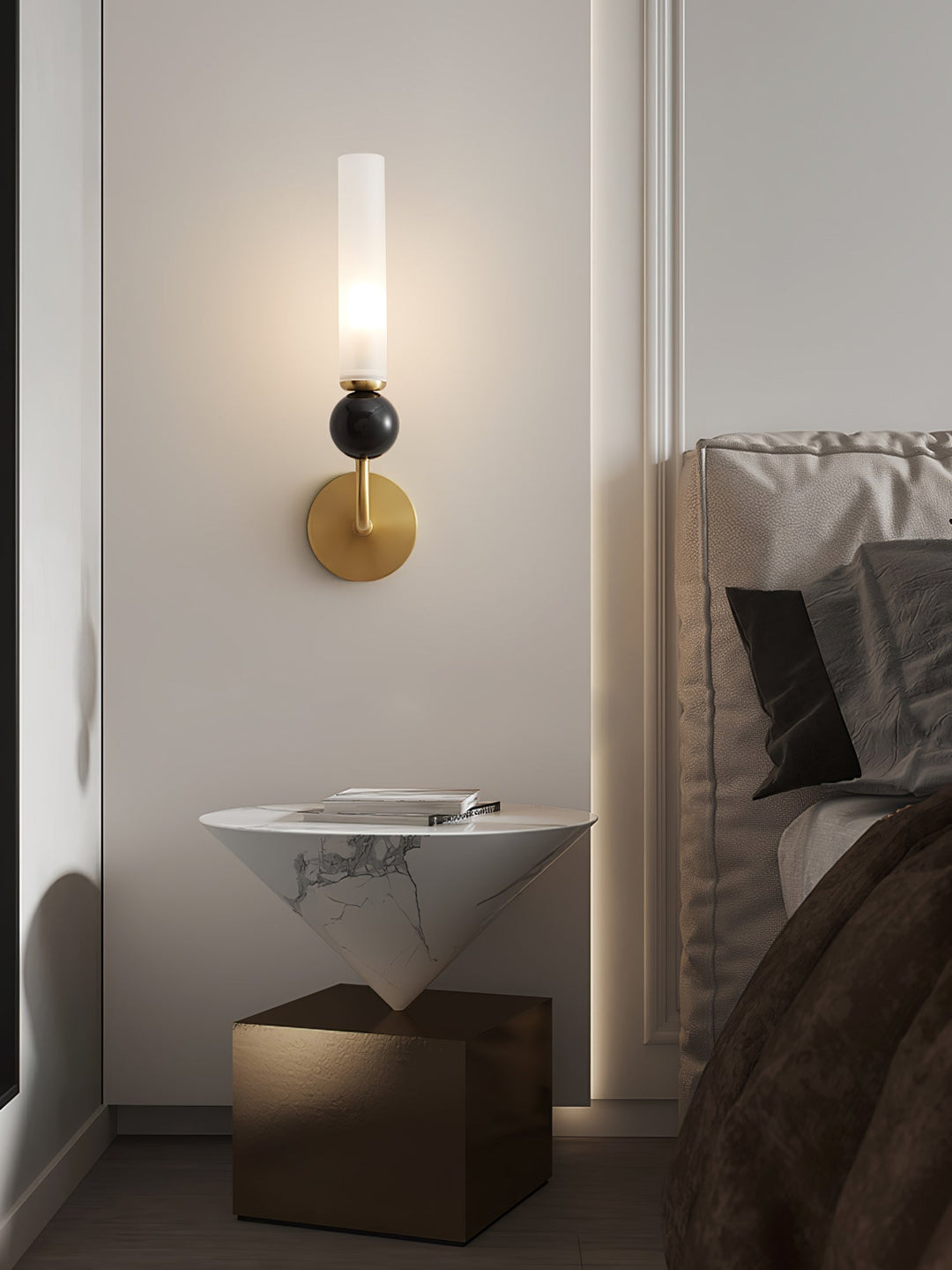 Slim Brass Glass Wall Sconce