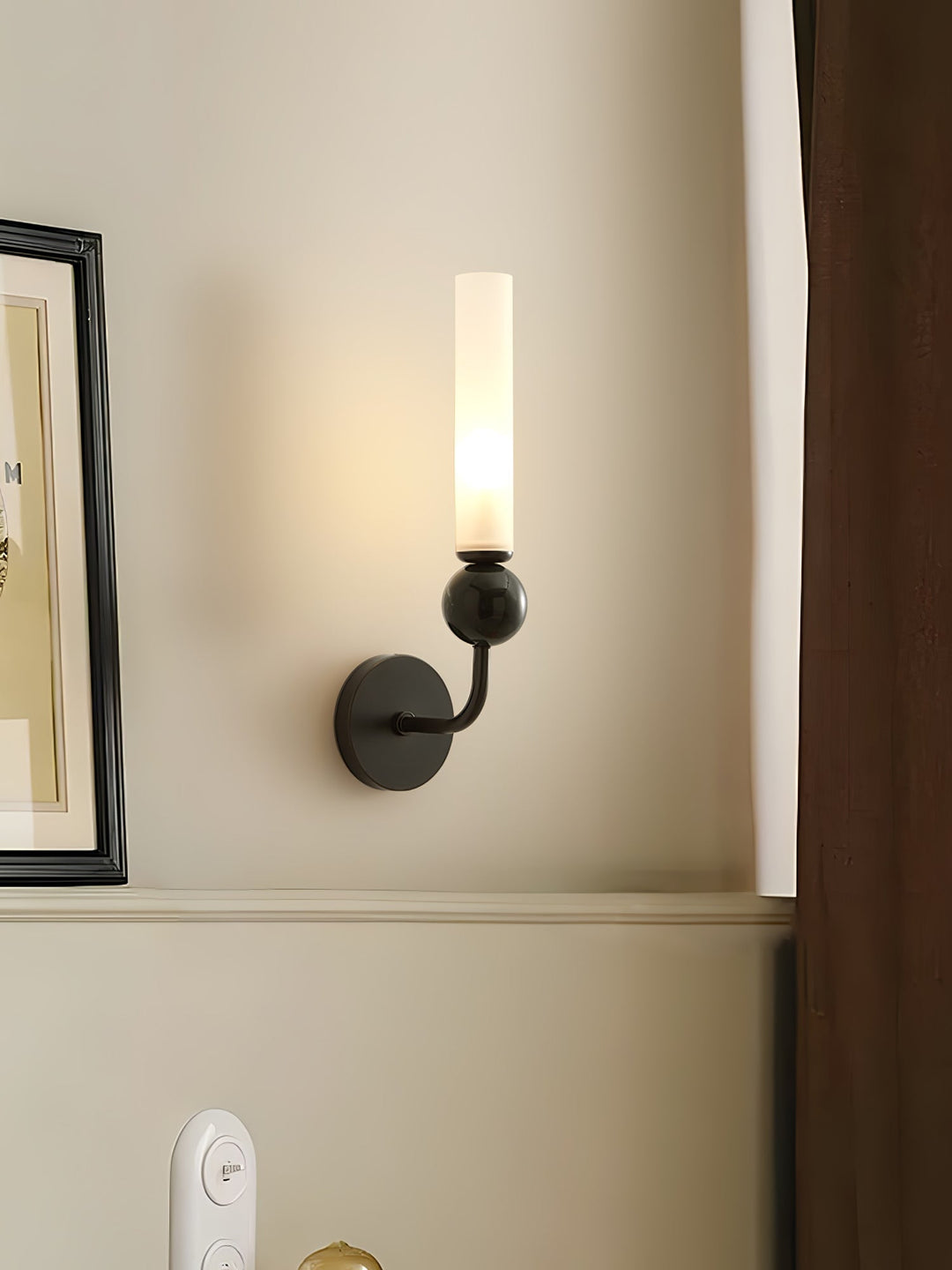Slim Brass Glass Wall Sconce