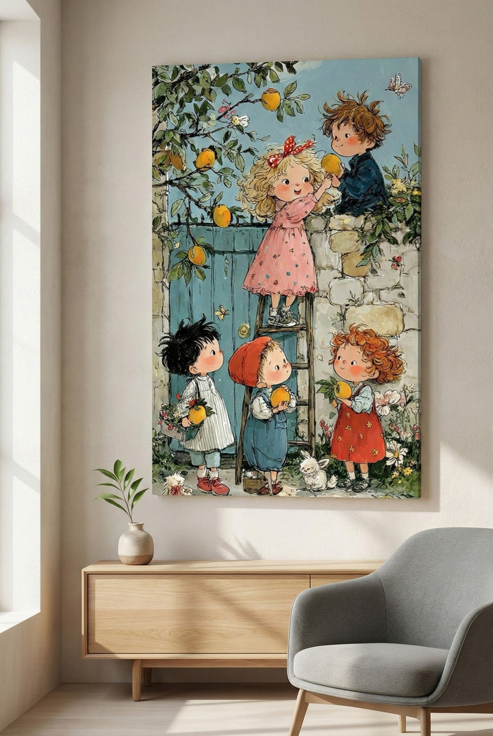 Playful Children Garden Canvas Art