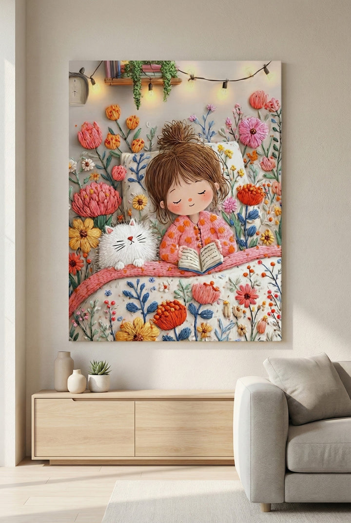 Dreamy Girl Reading Canvas Art