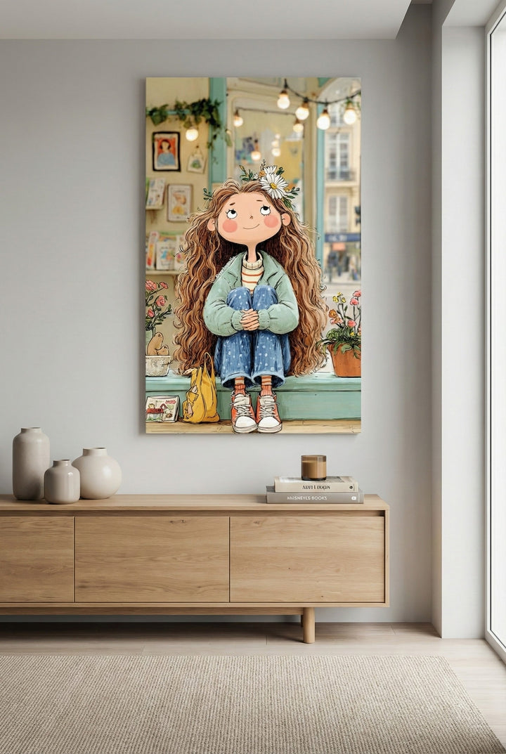 Dreamy Girl Sitting Canvas Art