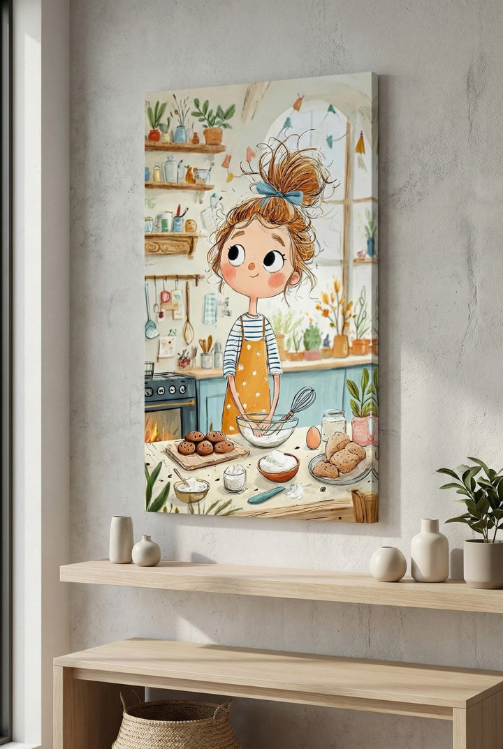 Whimsical Girl Baking Canvas Art