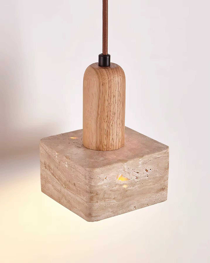 Travertine Wood Block Pendant