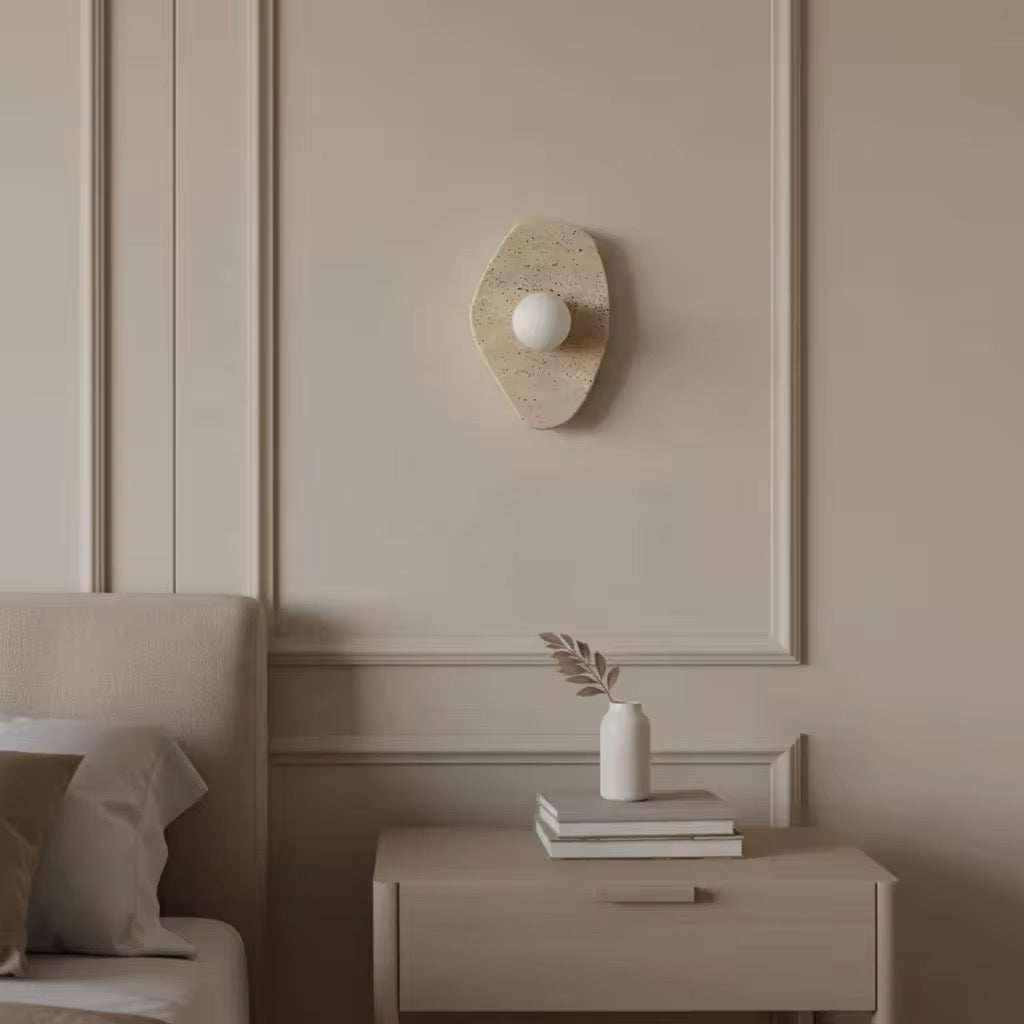Travertine Globe Wall Light