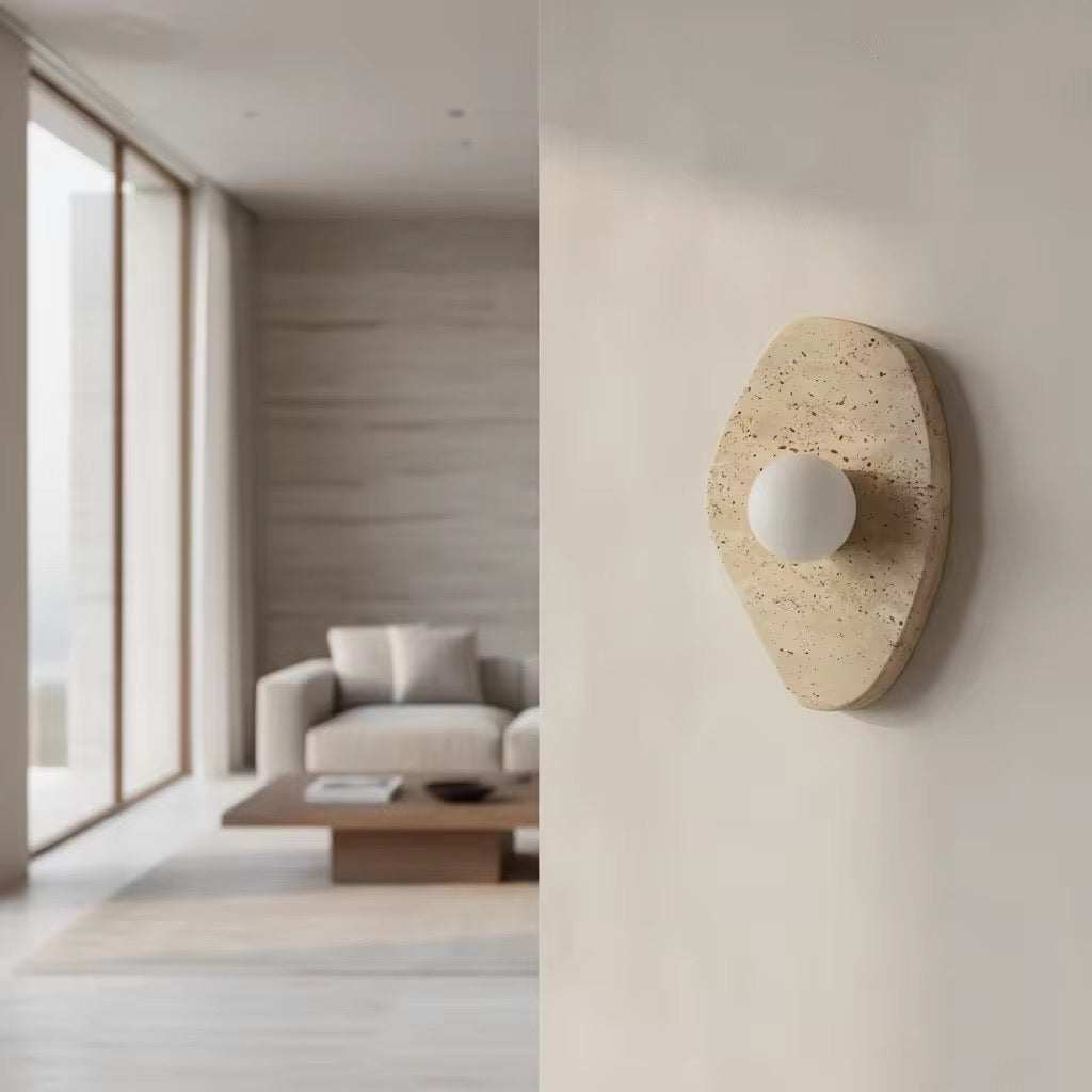 Travertine Globe Wall Light