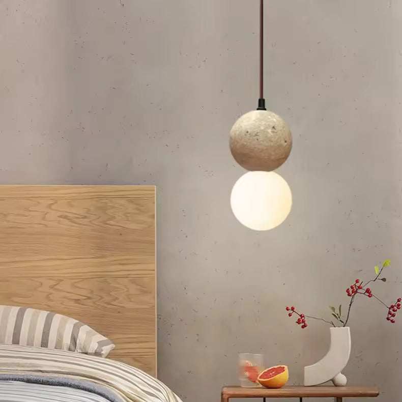 Travertine Globe Pendant Light