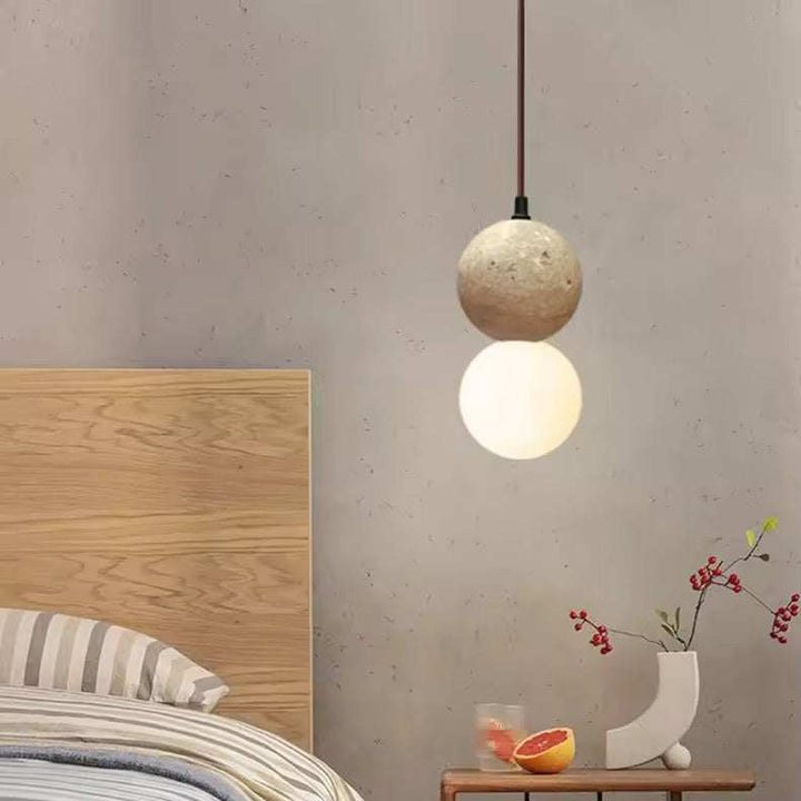 Travertine Globe Pendant Light