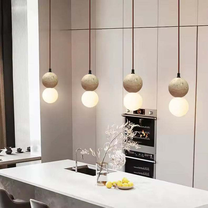 Travertine Globe Pendant Light